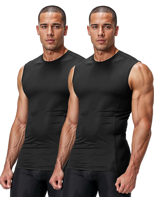 Load image into Gallery viewer, DRSKIN 2 Pack Mens Compression Shirts Sleeveless Tank Top Athletic Sports Workout Running Base Layer Active (COMTK (B+B) XXL)
