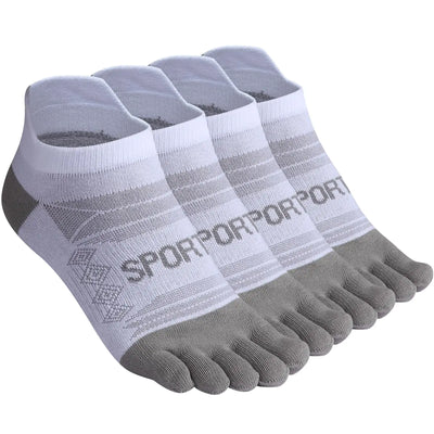 Meaiguo Mens Toe SocksCotton Five Finger Socks Ankle Running Socks With Toes For Athletic 4 Pairs
