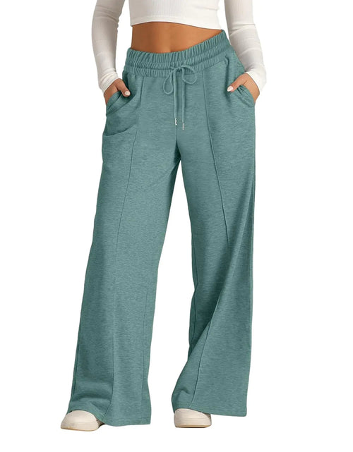 Load image into Gallery viewer, Lainuyoah Extra Wide Leg Sweatpants Woman Oversized Elastic Drawstring Straight Leg Low Waist Baggy Lounge Pants with Pocket
