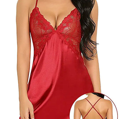 Lingerie de nuit sexy dos nu à col en V profond pour femme