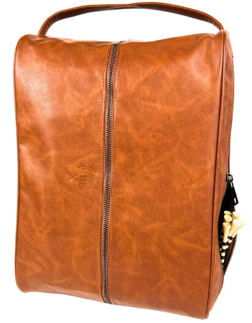 Load image into Gallery viewer, Premium Golf Shoe Bag for Men Faux Leather Golf Shoe Bags for Women Golf Shoe Bag Men With Ventilation Durable Nylon Inner Material &amp; Side Pocket Golf Accessory Bag Golf Shoes Bag for Men
