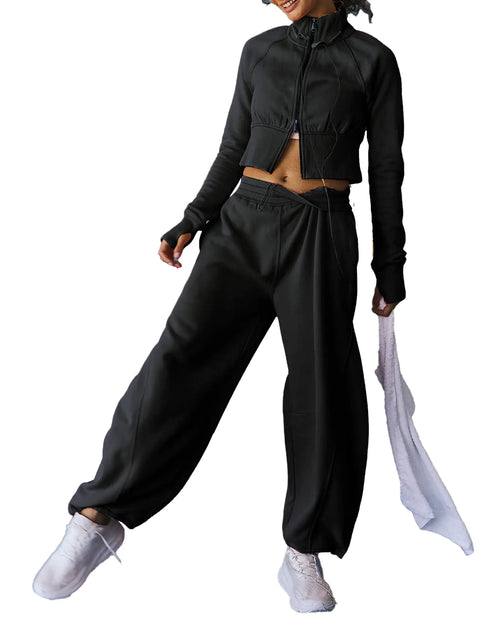 Load image into Gallery viewer, EZAPINE Womens Tracksuit Set 2 Pieces Sweatsuits Outfits Full Zip Jacket and Sweatpant Set Sportswear Jogging Suit
