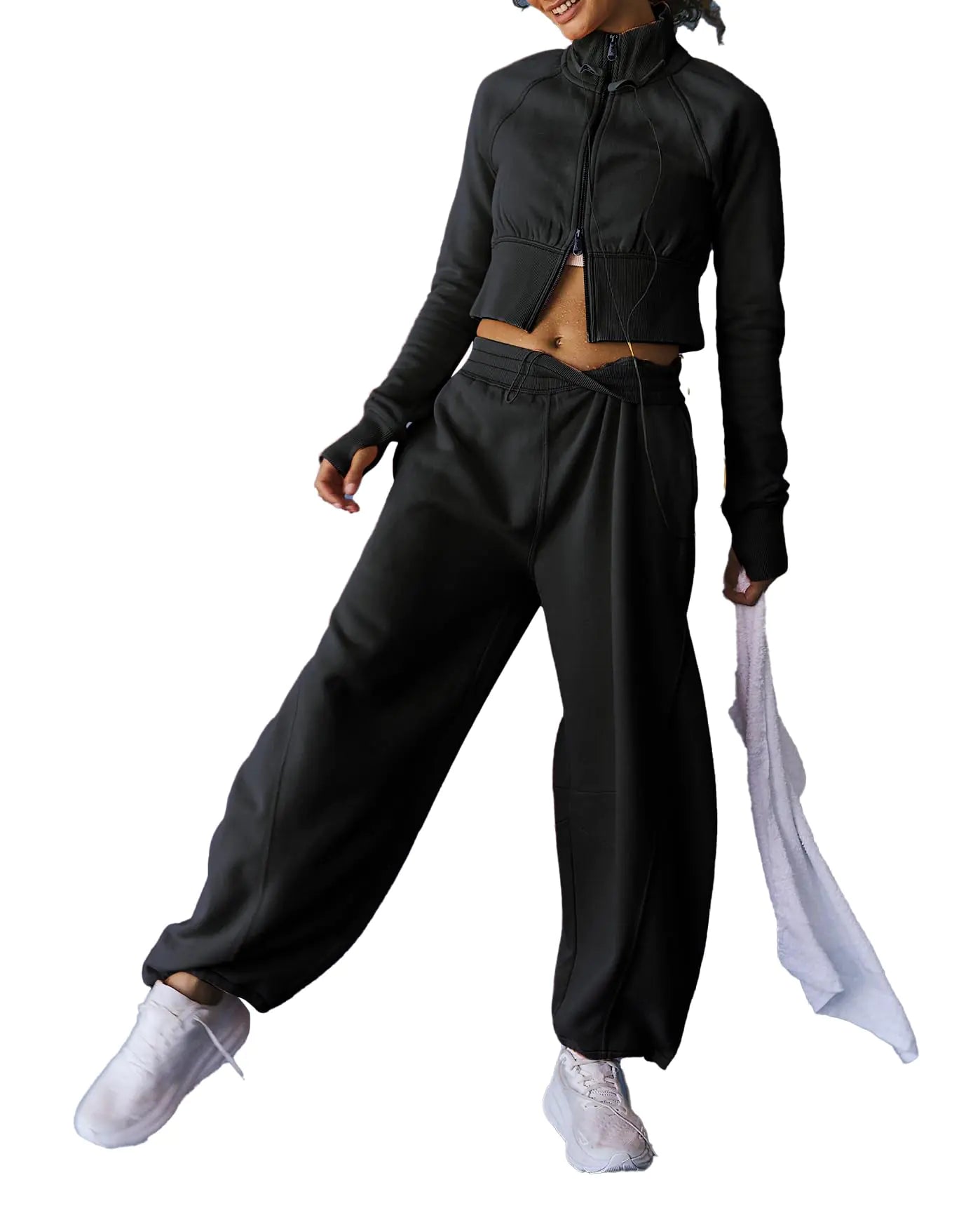 EZAPINE Womens Tracksuit Set 2 Pieces Sweatsuits Outfits Full Zip Jacket and Sweatpant Set Sportswear Jogging Suit