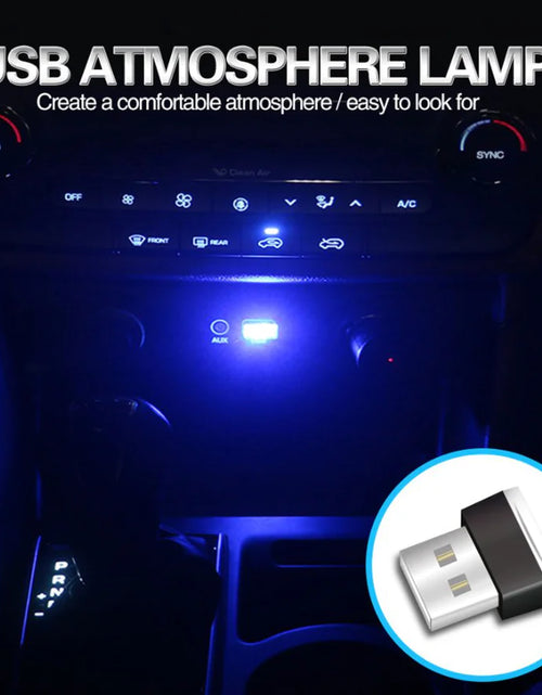 Cargar imagen en el visor de la galería, 3x Mini Luz LED Azul USB Interior de Coche Lámpara de Ambiente Neón Accesorios
