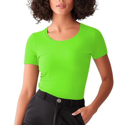 T-shirt Femme Manches Courtes Coupe Slim (Vert fluo M)
