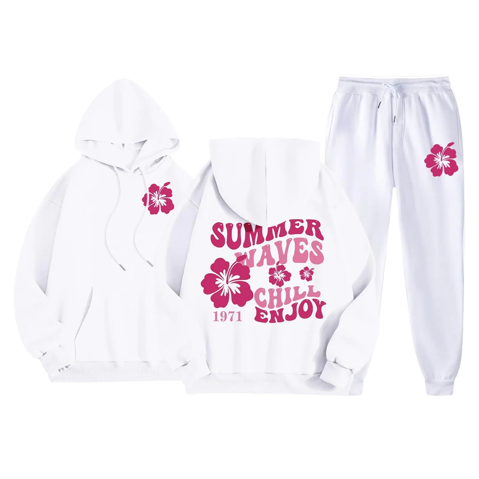 Pink Hoodiepink Hoodie SweatsuitsCute Pink Graphic Sweatsuits 2 Piece Outfit Fall Fashion 2024 Preppy Hoodie And Sweatpants Tracksuit Sets Teen GirlsD03-WhiteM