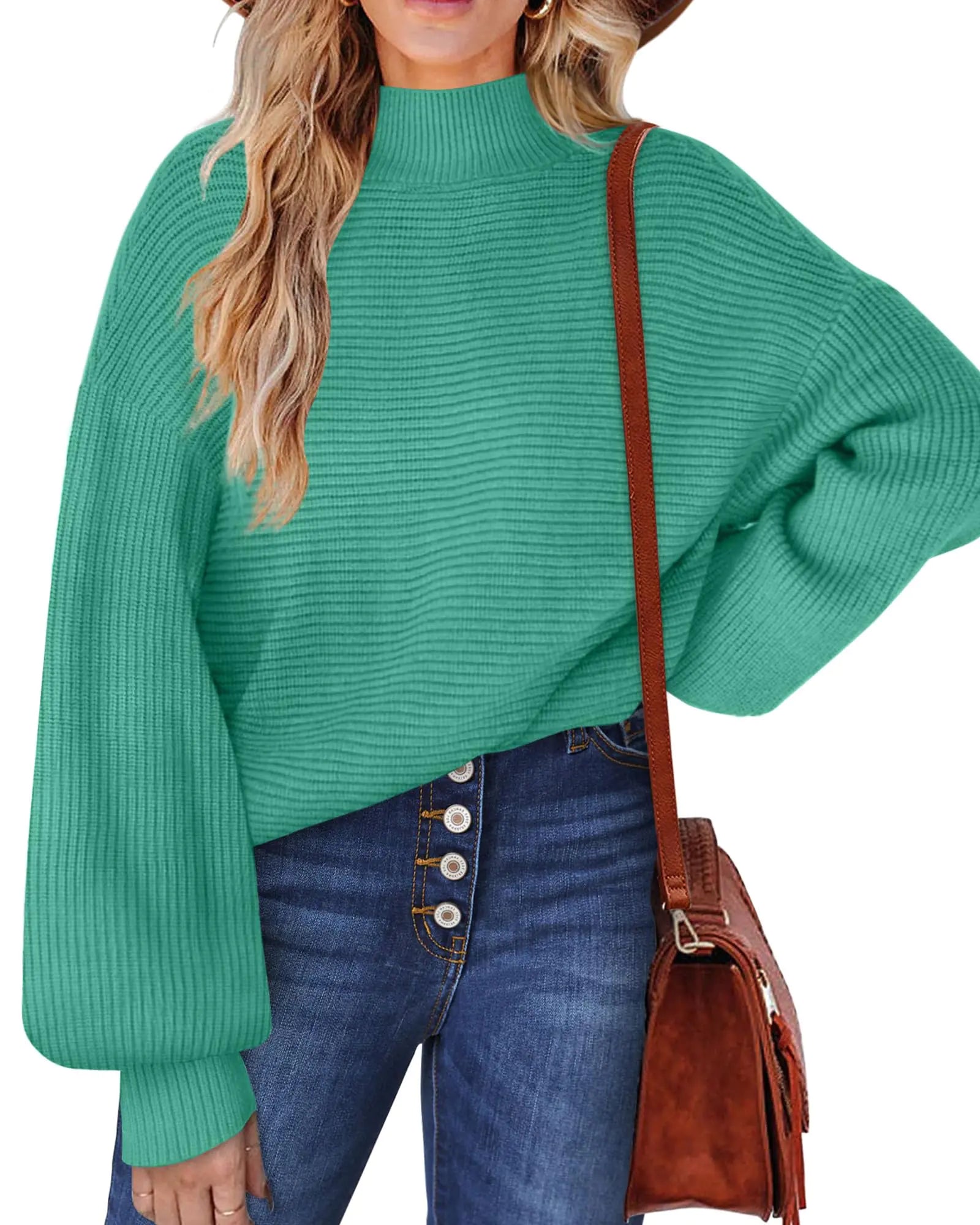 Suéteres jersey de mujer, tops de manga larga, tops informales elegantes de otoño, pavo real S