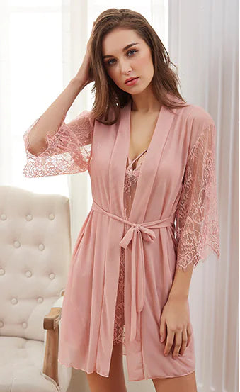 Load image into Gallery viewer, Lace Sheer Lingerie Sleepwear Set
