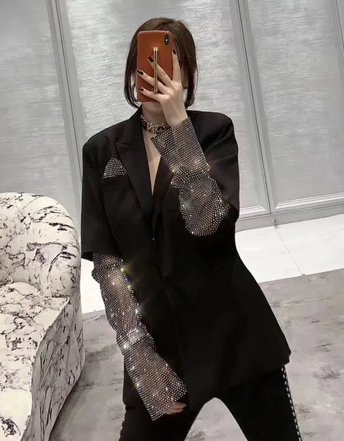 Load image into Gallery viewer, Rhinestone Patchwork Suit Jacket
