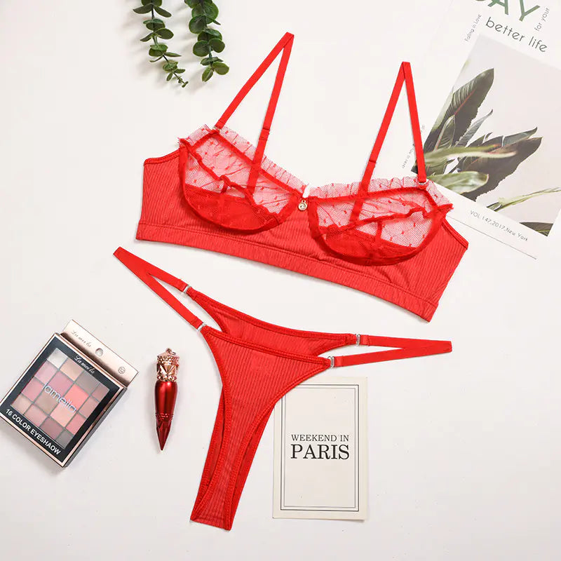 Lace Trim Lingerie with Straps for Women