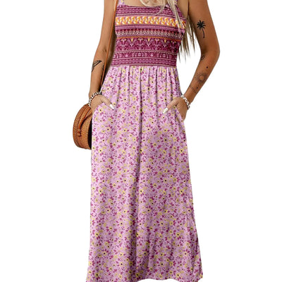 Dokotoo Midi Dresses for Women Printed Summer Dresses for Women 2024 Trendy Maxi Dresses Sleeveless Purple X Large