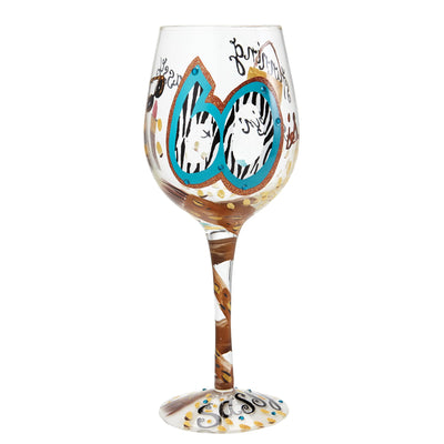 Designs by Lolita “60 and Sassy” Hand-painted Artisan Wine Glass 15 oz.