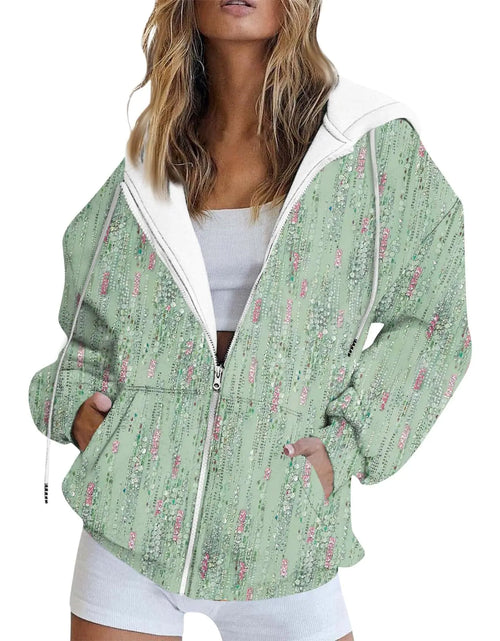 Cargar imagen en el visor de la galería, Atuendos festivos para mujer 2024 Suéter con capucha de manga larga con cordón tipo Sherpa, top brillante con purpurina para playa, sudadera con capucha gruesa con cremallera y bolsillo para mujer, ropa de otoño e invierno 06Verde menta XL
