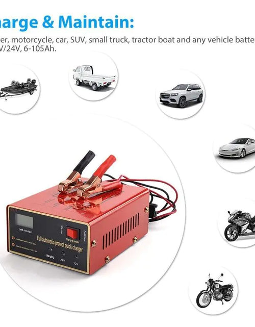 Cargar imagen en el visor de la galería, Cargador de batería sin mantenimiento 12V/24V 10A 140W de salida para coche eléctrico Pro
