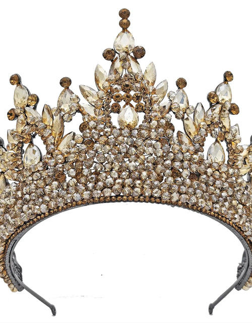 Cargar imagen en el visor de la galería, Coronas de boda altas para novia, coronas grandes de reina de champán para baile de graduación, tiaras de quinceañera, tocados de cosplay para disfraces de cumpleaños, accesorios para el cabello, joyería.
