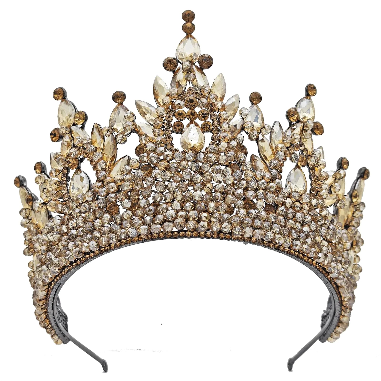 Coronas de boda altas para novia, coronas grandes de reina de champán para baile de graduación, tiaras de quinceañera, tocados de cosplay para disfraces de cumpleaños, accesorios para el cabello, joyería.