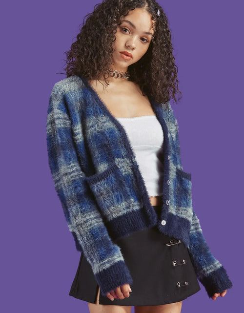 Load image into Gallery viewer, Plaid Sweater Cardigan Jacket
