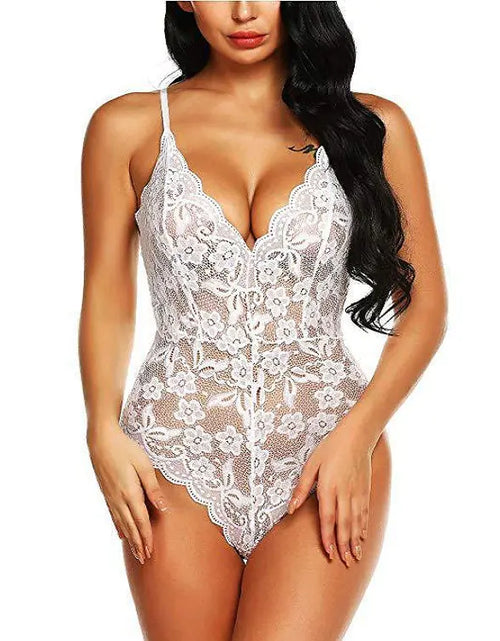 Charger l'image dans la visionneuse de galerie, Body en dentelle sans dos - Lingerie transparente pour adultes
