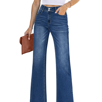 GRAPENT Womens Jeans Size 14 Blue Jean Outfits for Women Stretchy Jeans Woman 90S Outfit Business Casual Clothes for Women High Waisted Wide Leg Pants Dark Blue Size Large US Size 12 to Size 14