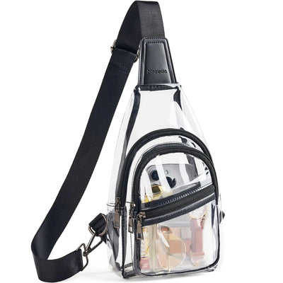 Mroede Clear Bag for Stadium Events Approved 4-Pockets Clear Crossbody Bag for Women Men Clear Purse Sling Bag for Concert
