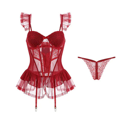 Lace Sexy Nightwear Set with Padded Top (One Set)