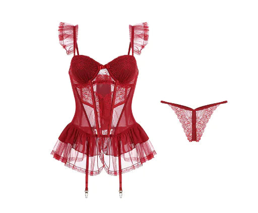 Lace Sexy Nightwear Set with Padded Top (One Set)