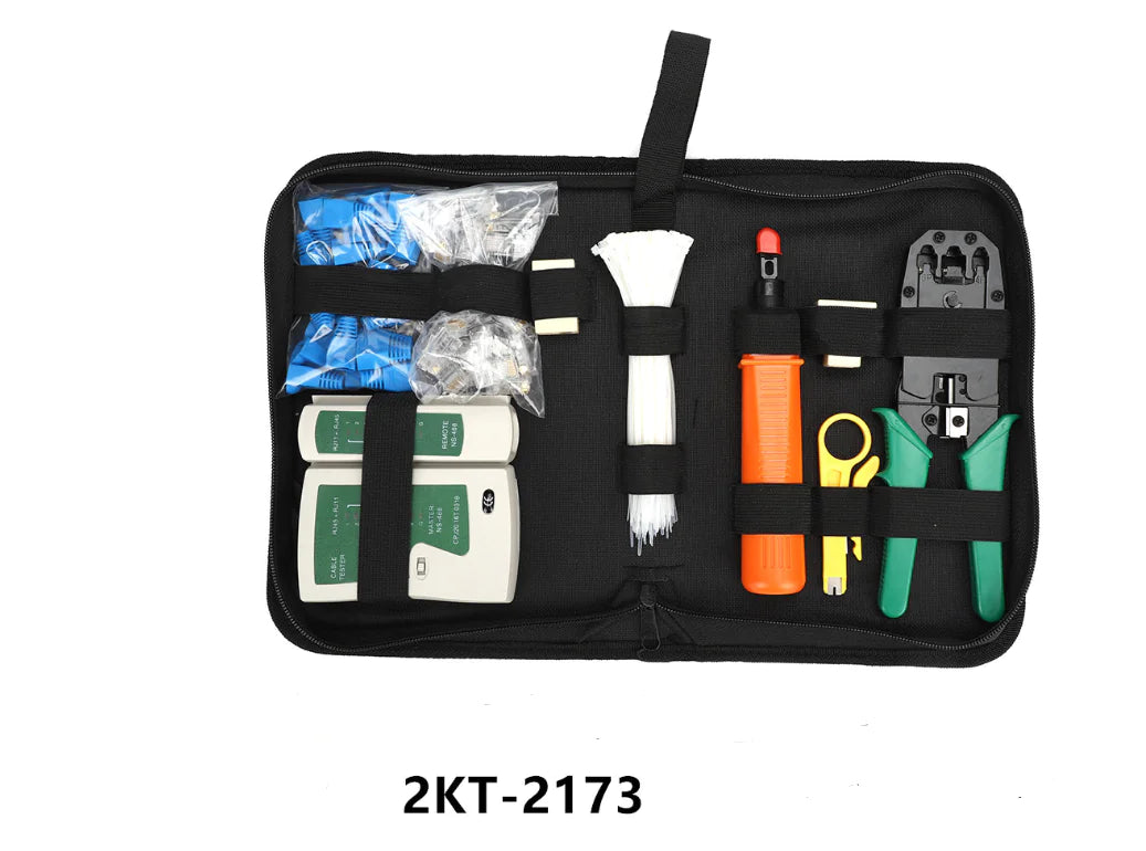 Kit d'outils pour réseau domestique avec pince à sertir et testeur