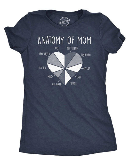 Load image into Gallery viewer, Womens Funny T Shirts Anatomy of Mom Cute Tee Funny Womens T Shirts Mothers Day T Shirt for Women Womens Novelty T Shirts Navy - S
