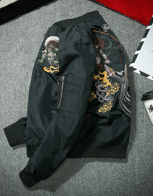 Cargar imagen en el visor de la galería, Chaqueta de piloto bordada y chaqueta de béisbol combinadas
