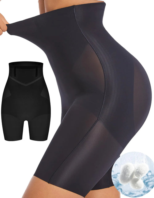 Load image into Gallery viewer, PRETTYWELL Shapewear Tummy Control Shorts for Women Comfort High Waisted Body Shaper Shorts Seamless no Rolling Thigh Slimmer Black
