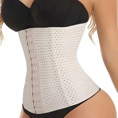 FLORATA Corsé de entrenamiento de cintura para mujer, control de abdomen, modelador de cuerpo, faja, beige