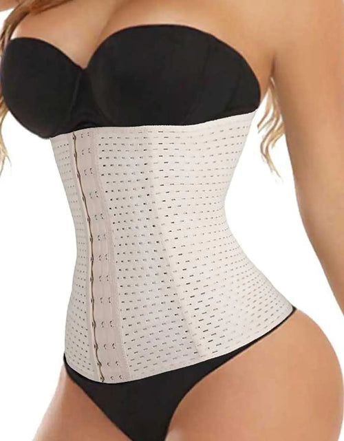 Cargar imagen en el visor de la galería, FLORATA Corsé de entrenamiento de cintura para mujer, control de abdomen, modelador de cuerpo, faja, beige
