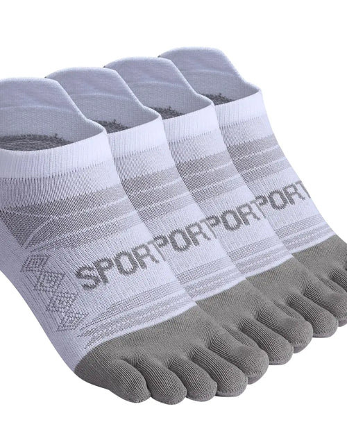 Load image into Gallery viewer, Meaiguo Mens Toe SocksCotton Five Finger Socks Ankle Running Socks With Toes For Athletic 4 Pairs
