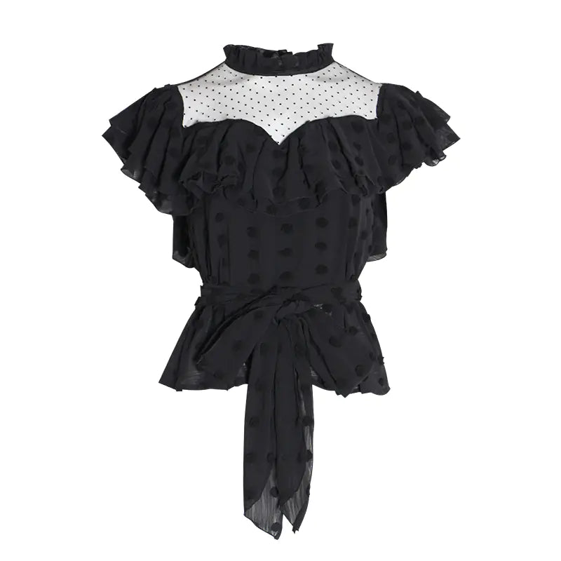 Camisa y camiseta estilo princesa con volantes de encaje y lazo