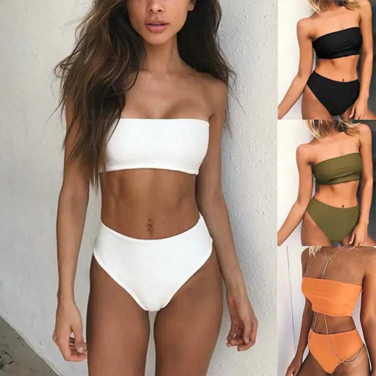 New Sexy Strapless High-Waisted Bikini Swimwear