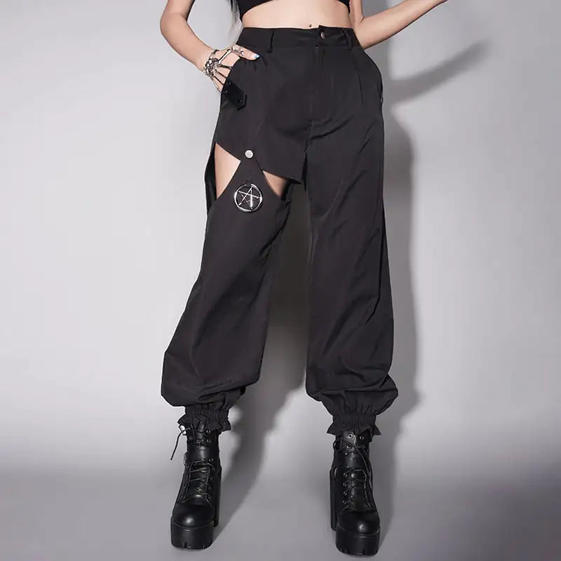 Pantalon cargo de jogging ample style Goth Punk
