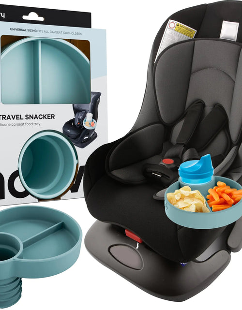 Cargar imagen en el visor de la galería, Silicone Cup Holder Tray for Car Seat Booster Seat Stroller - Carseat Cup Holder Snack Tray - Car Seat Tray for Kids Travel - Cup Holder Food Tray - Toddler Car Seat Accessories - Sharkskin 1 Pack
