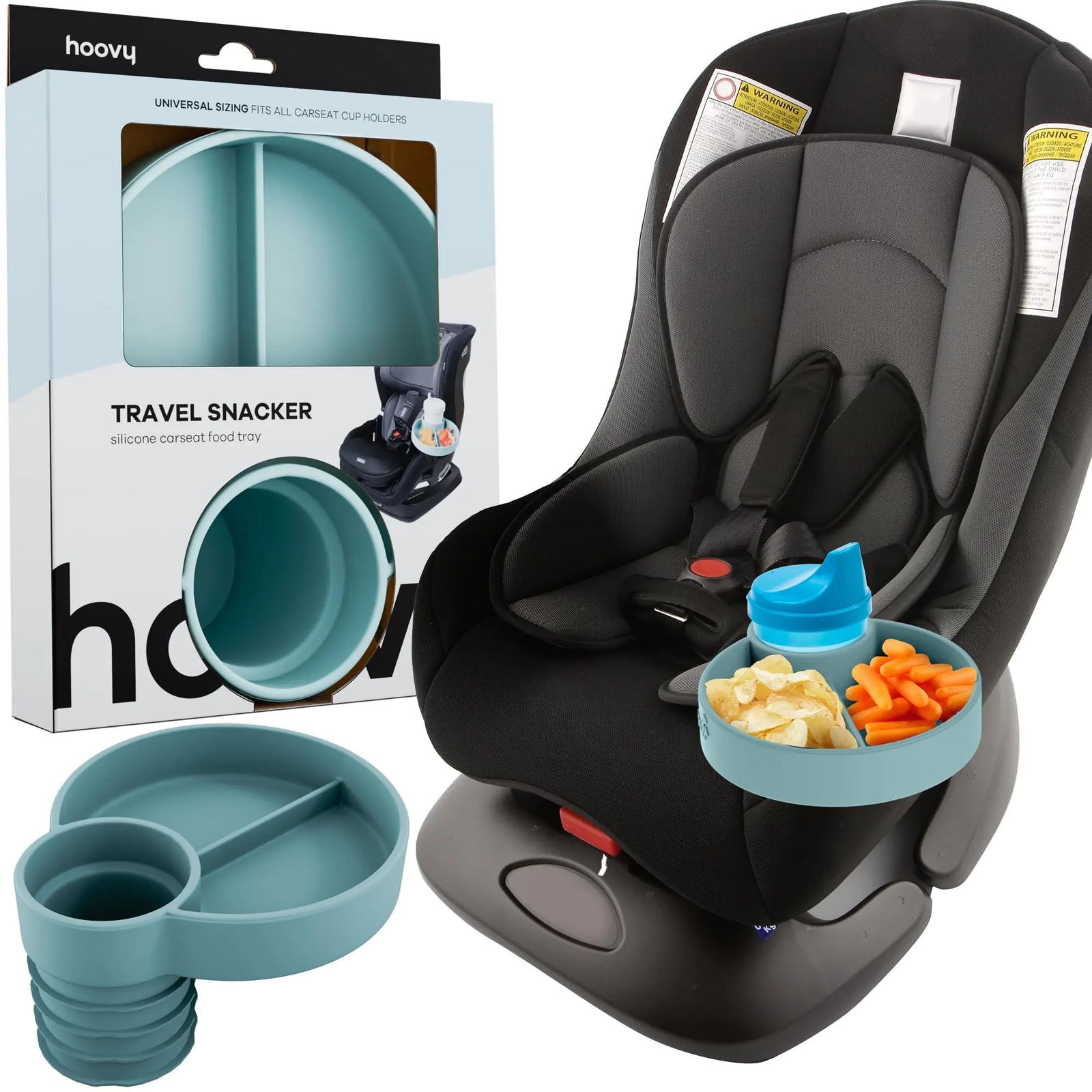Silicone Cup Holder Tray for Car Seat Booster Seat Stroller - Carseat Cup Holder Snack Tray - Car Seat Tray for Kids Travel - Cup Holder Food Tray - Toddler Car Seat Accessories - Sharkskin 1 Pack