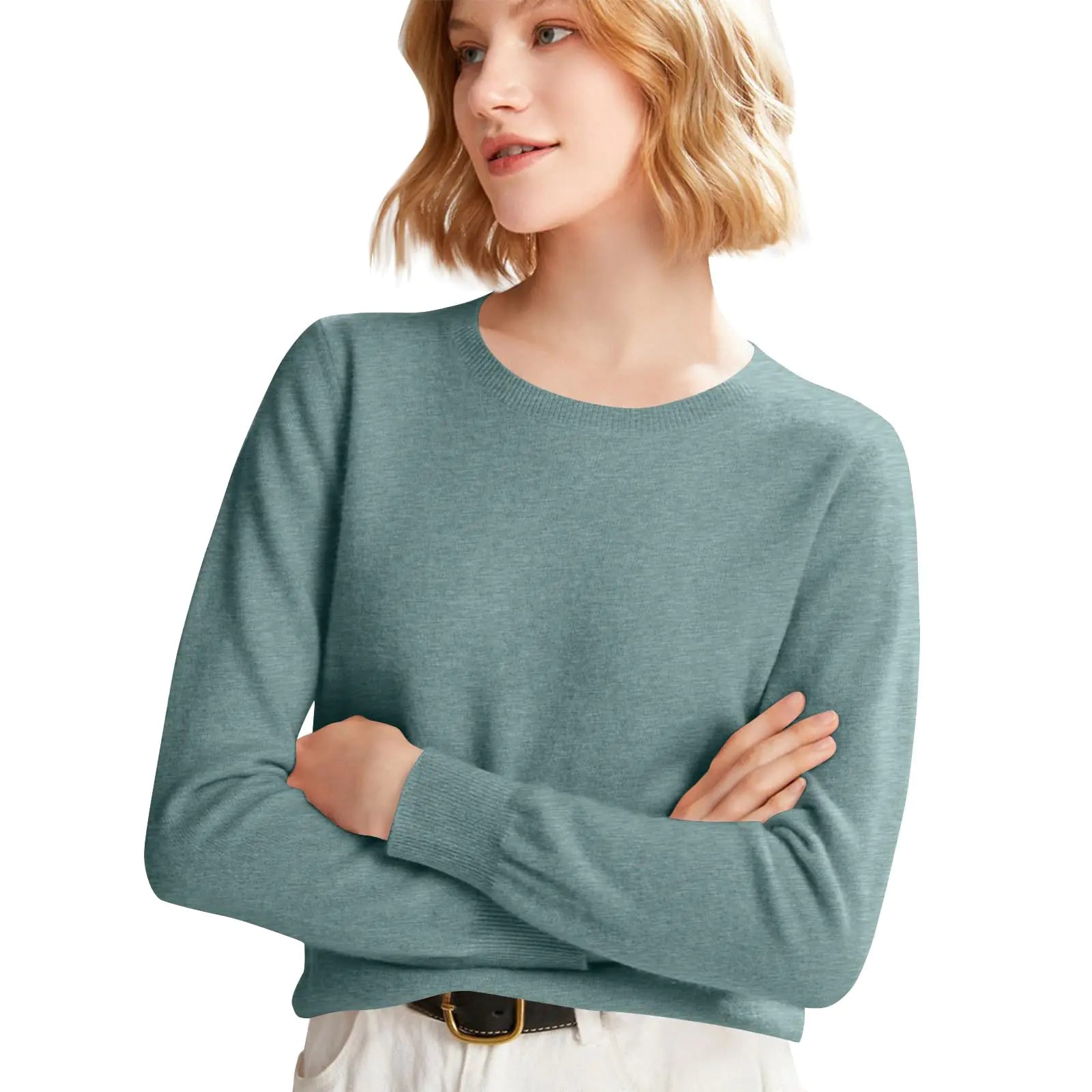 Pulls en cachemire pour femmesAmazon Online ComOffres du jour ÉclairPulls en laine doux et petits pour femmes, pulls ras du cou, pulls molletonnés, hauts à manches longues printemps 2025 (vert menthe L)