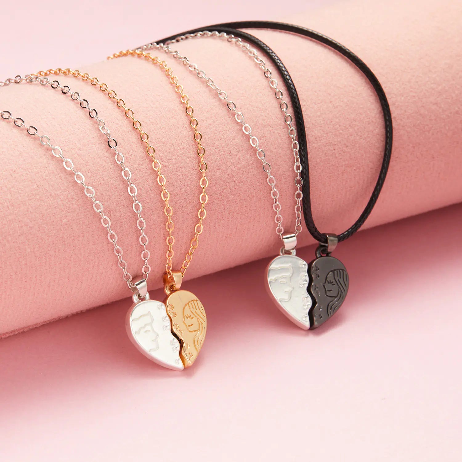 Juego de collares de pareja de imanes con corazones de moda para hombres y mujeres