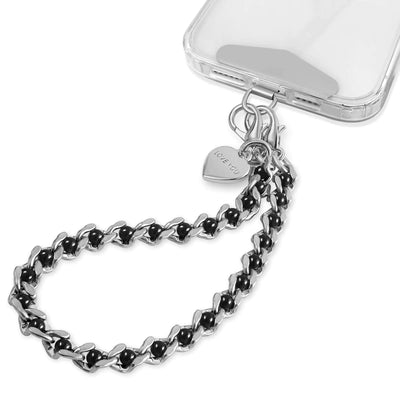 MOUTAKEY Phone Charm Strap Metal Phone Chain Phone Lanyard Detachable Phone Wrist Strap Heart Phone Wristlet Chain Fits iPhone 16 With Metal Phone Tether Tab For Women Shopping Traveling Party Walkin