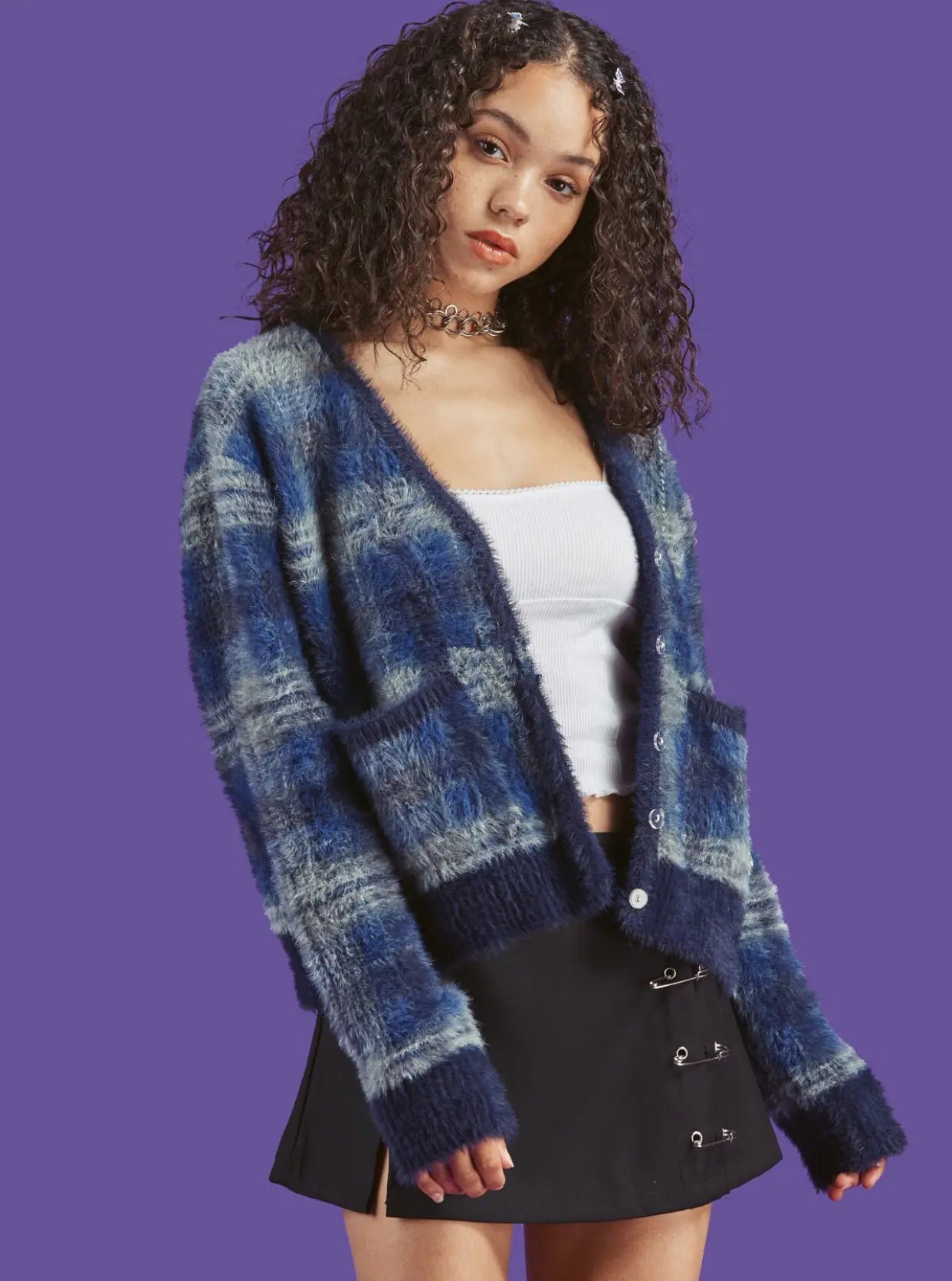 Plaid Sweater Cardigan Jacket