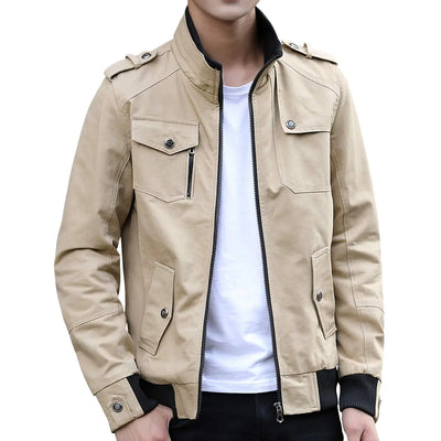 Womleys Mens Casual Windbreaker Outerwear Cotton Coat Lightweight Jackets (X-Large Khaki)