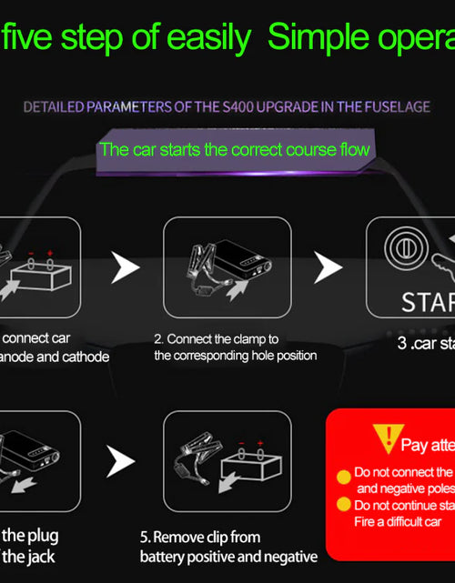 Cargar imagen en el visor de la galería, Arrancador de coche de 20000 mAh, arrancador de batería portátil con cargador de batería portátil
