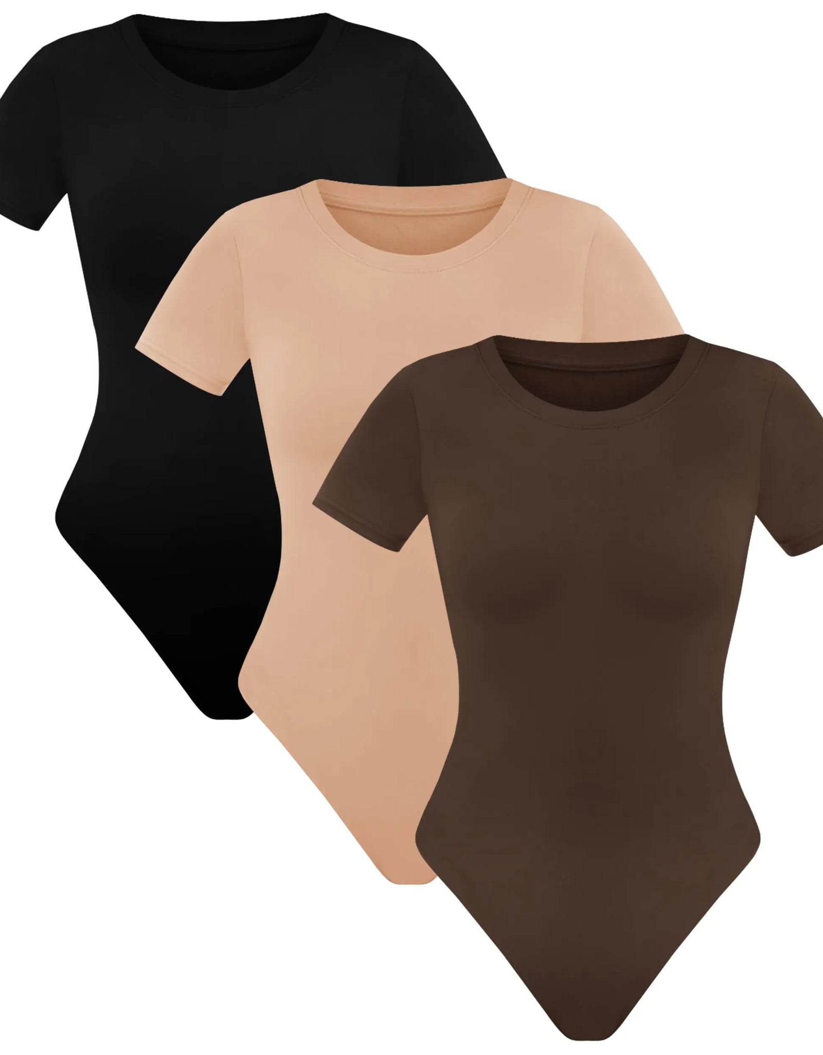 GAYHAY 3 Pack Bodysuits for Women - Black Bodysuit Women Cute Tops T Shirts Womens Fashion Body Suit Going Out Tops Outfits
