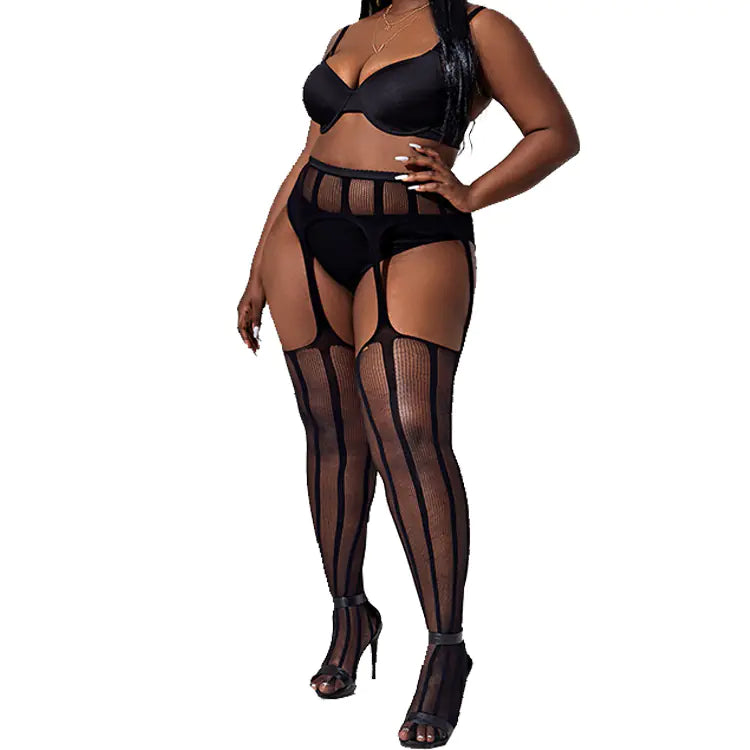 Lingerie transparente en dentelle avec bas antidérapants