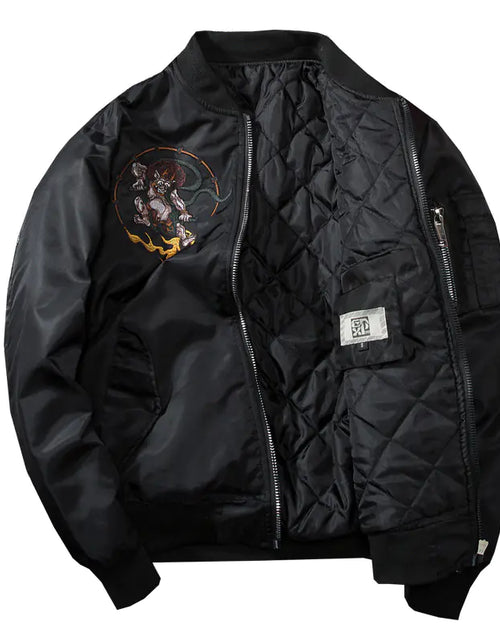 Cargar imagen en el visor de la galería, Chaqueta de piloto bordada y chaqueta de béisbol combinadas
