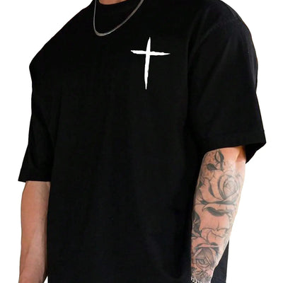 BEAUDRM Mens Plus Size Graphic Print Round Neck Tee Short Sleeve Regular Fit Pullover T Shirt Black 4XL