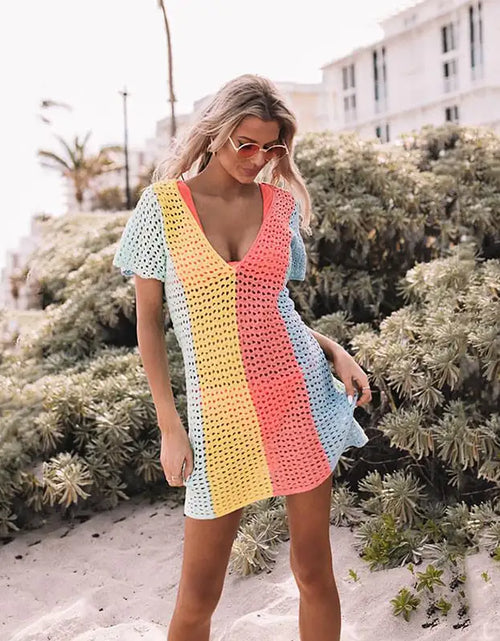 Load image into Gallery viewer, Hollow Out Multi-Color Cover-Up Swimwear
