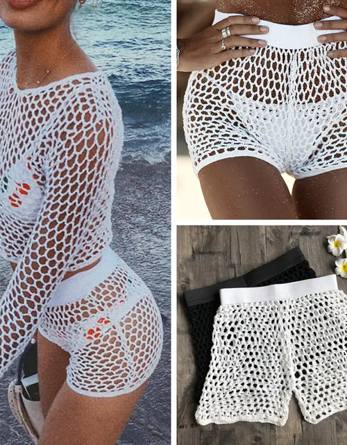 Load image into Gallery viewer, Cotton Fishing Net Shorts for Women, Beach Swimwear
